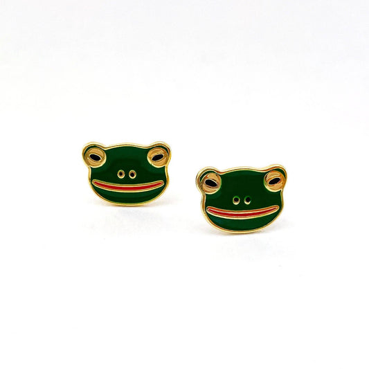 Jenny Lemons - 22k Gold Frog Enamel Earrings