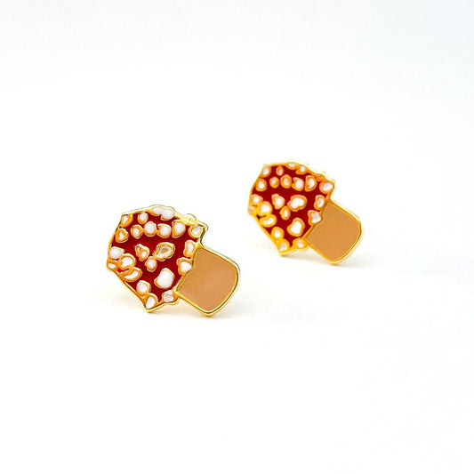 Jenny Lemons - 22k Gold Mushroom Enamel Earrings
