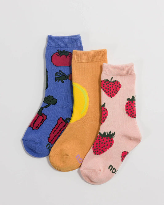 Baggu Crew Sock Set of 3-Fruits & Veggies