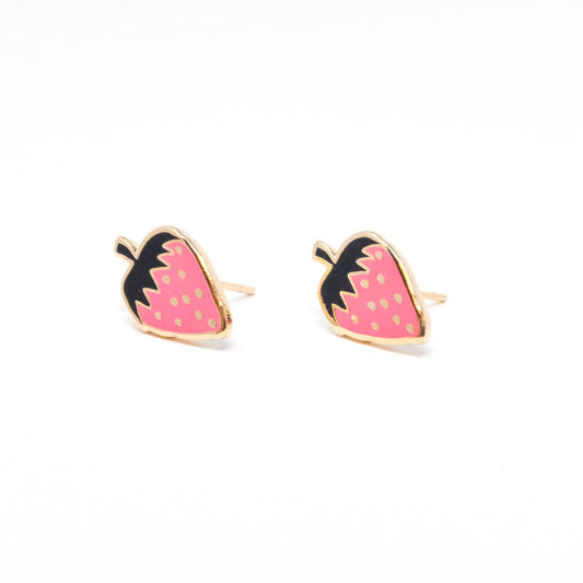 Jenny Lemons - 22k Gold Strawberry Enamel Earrings