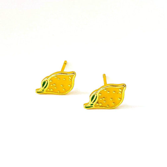 Jenny Lemons - 22k Gold Lemon Enamel Earrings