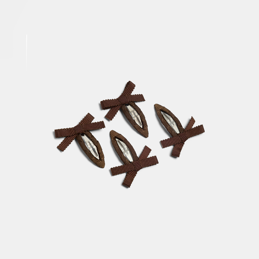 CHUNKS - Bow Snap Clips in Chocolate
