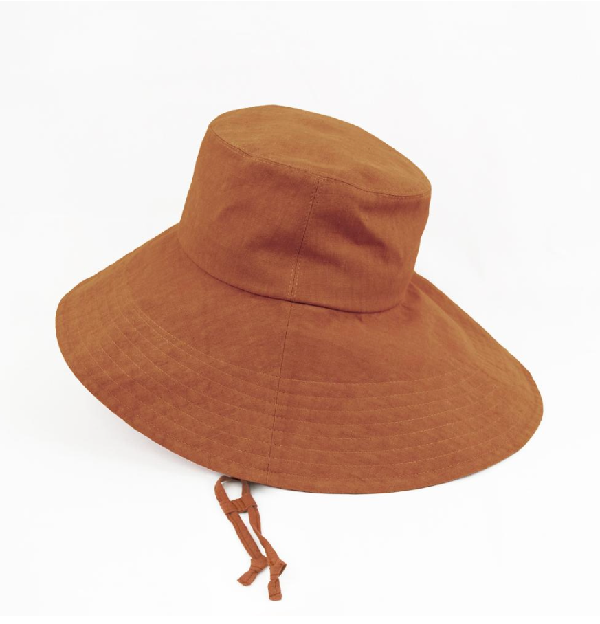Linen UV Wide Brim hat with string